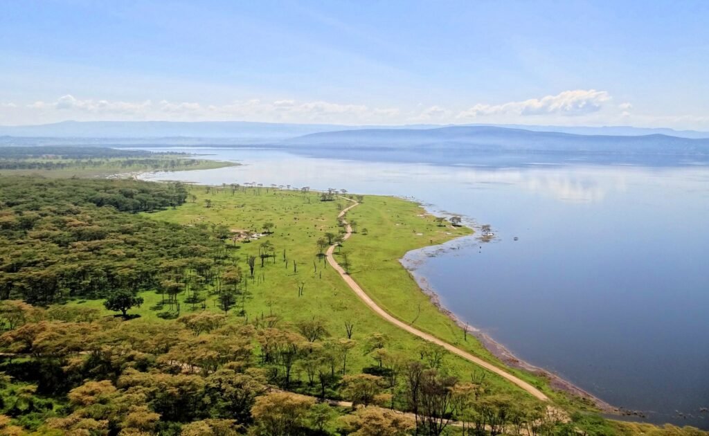 Lake Nakuru and its shoreline viewed from Baboon Cliff