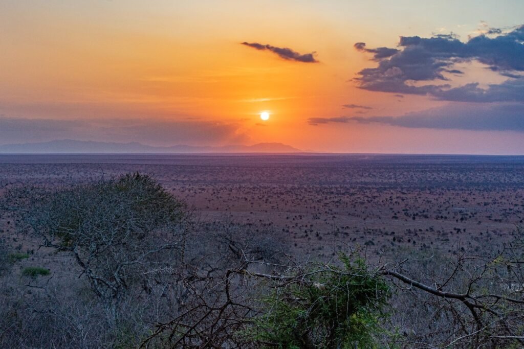 Sunset over Tsavo West National Park